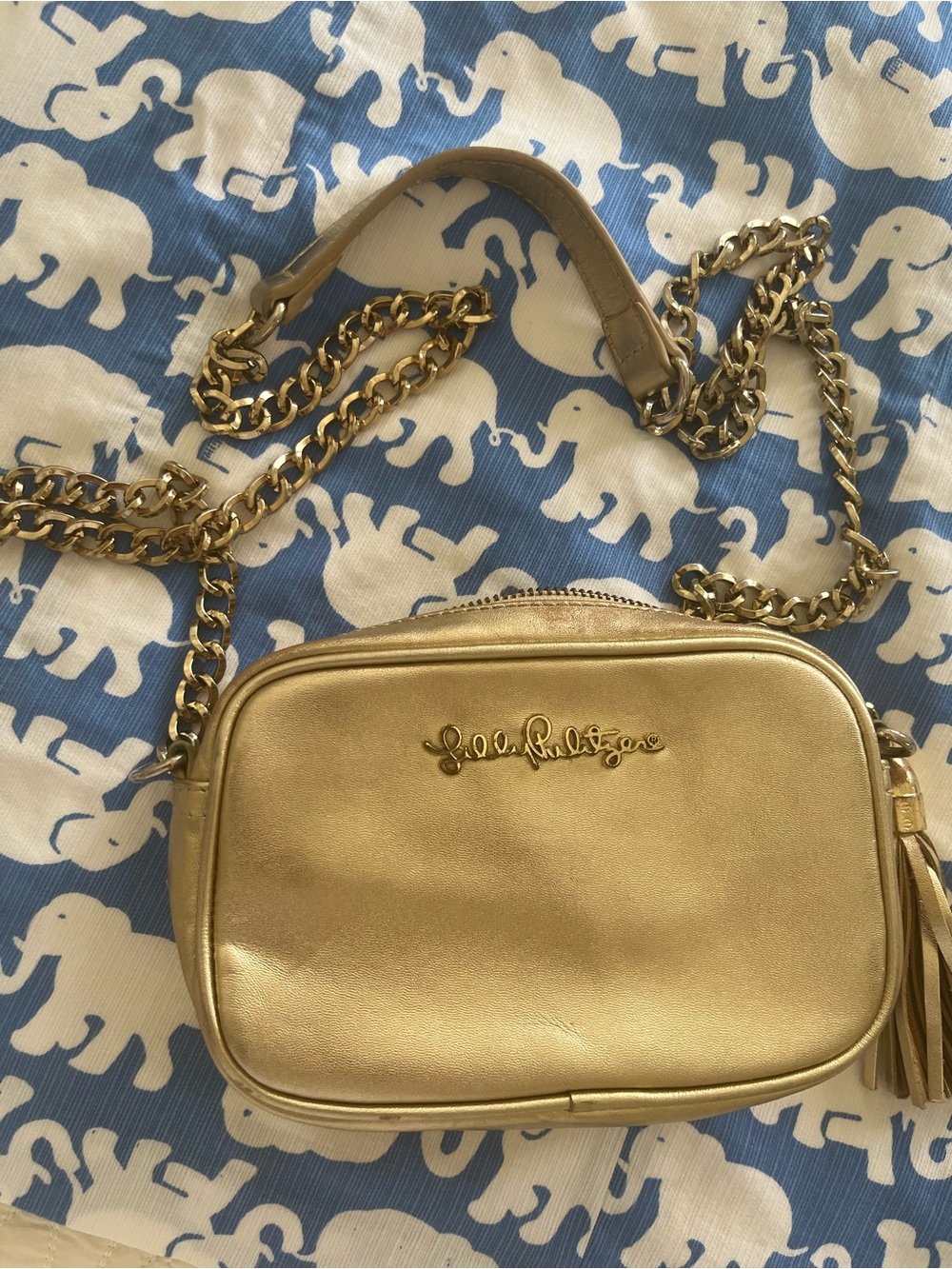 Lilly Pulitzer Gold Crossbody mini Camera Bag